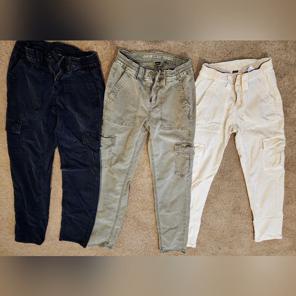 AE Stretch Cargo Straight Pants - 3 pairs size 000